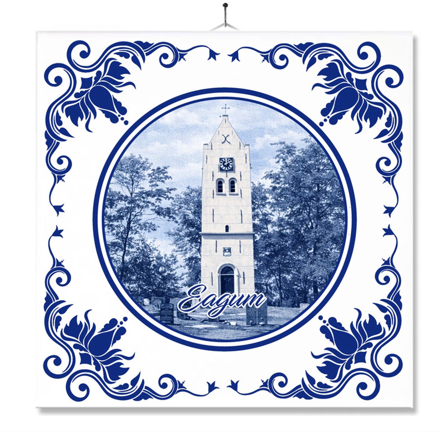 MC Living Tegel Met Opdruk | Eagum | Delft Blauw | Cadeau | Inclusief Geschenkdoos | Standaard | Ophangsysteem Multi-Color