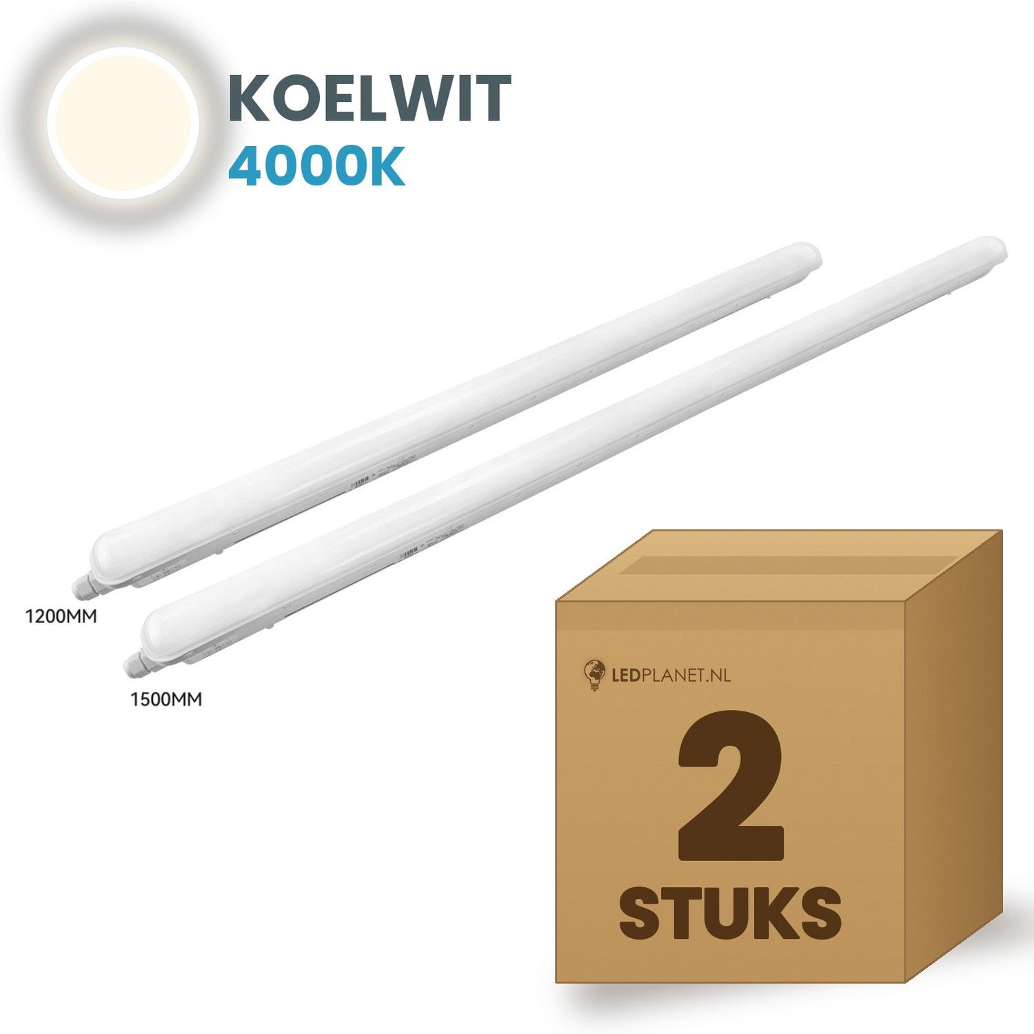 Tsong TL armatuur Tri Proof 1500mm 2 stuks - 50W 7750lm - Koelwit 4000K - DALI dimbaar - Koppelbaar - IP65 - 230V