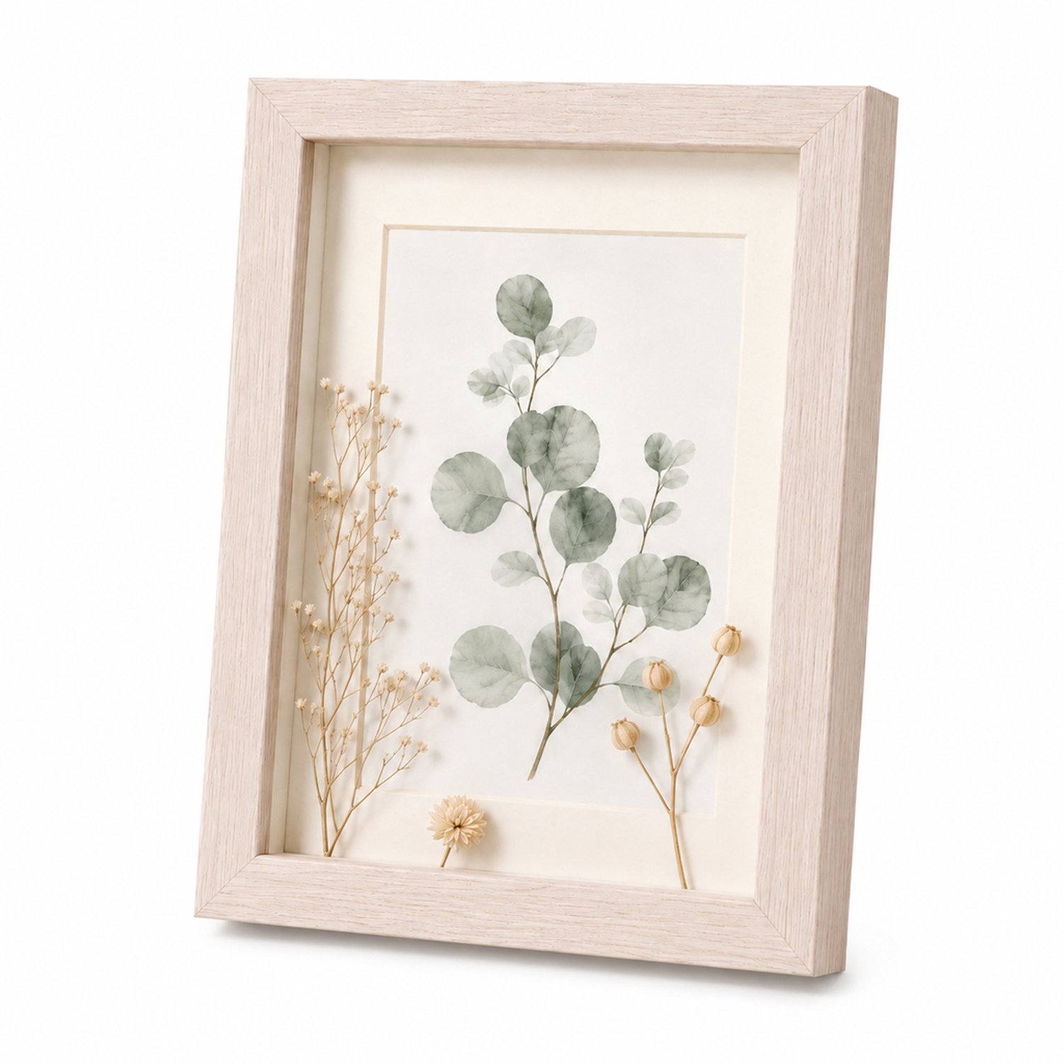 SWGOTA MDF fotolijst in wit eiken kleur, 5 x 7 inch (12,7 x 17,8 cm), 2 cm binnenruimte, rechthoekig, met glas en afbeelding