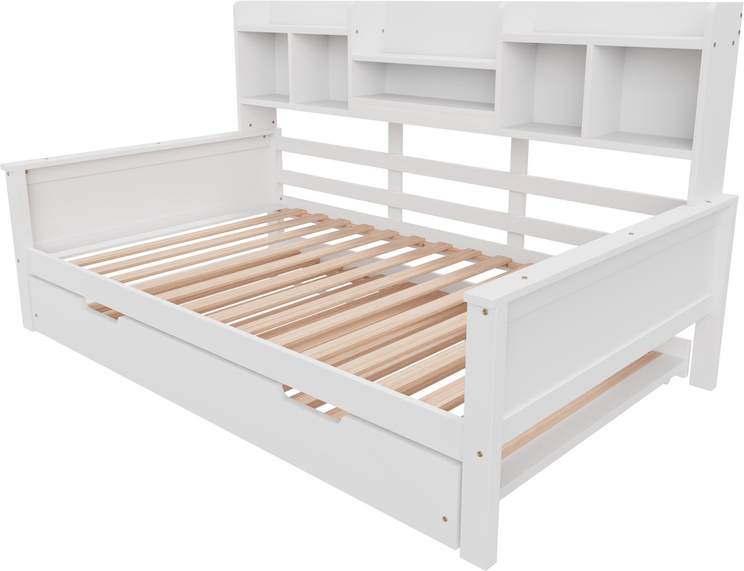 MUVANO Wit houten bed 90 x 200 cm - uitschuifbed 90 x 190 cm - bedbank met opbergruimte - multifunctioneel bed van grenenhout voor slaapkamer