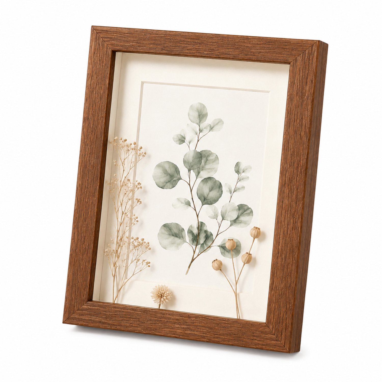 SWGOTA Walnootkleurige MDF-fotolijst 5 x 7 inch (12,7 x 17,8 cm) met 2 cm diepe binnenruimte, glas en afbeelding Walnootbruin