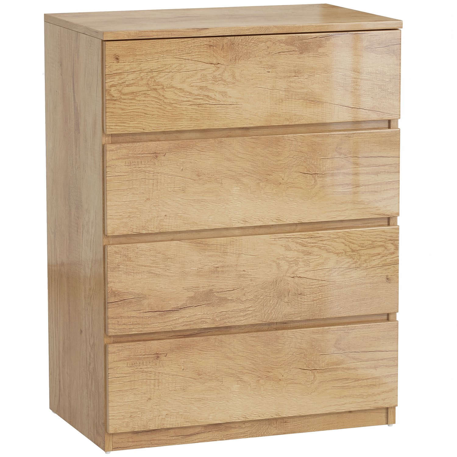 Lunpog Ladekast met 4 lades – Houten ladekast voor de slaapkamer en woonkamer – Moderne, ruimtebesparende ladekast Natuurlijk hout