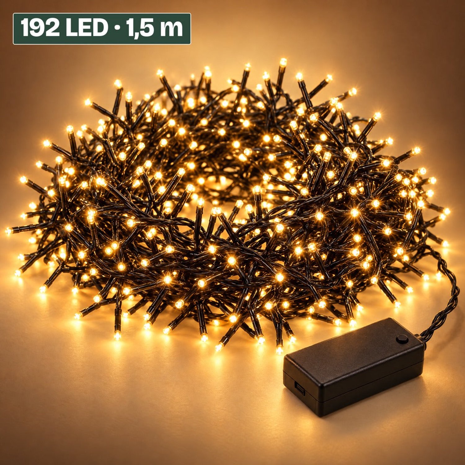 Levano Kerstverlichting Buiten Extra Warm Wit 192 LED 1,4 m - Kerstverlichting op Batterij - Kerstversiering - Kerstlampjes - Lichtslinger - Kerstlichtjes - Clusterverlichting - Lichtsnoer op Batterijen - Kerstboomverlichting