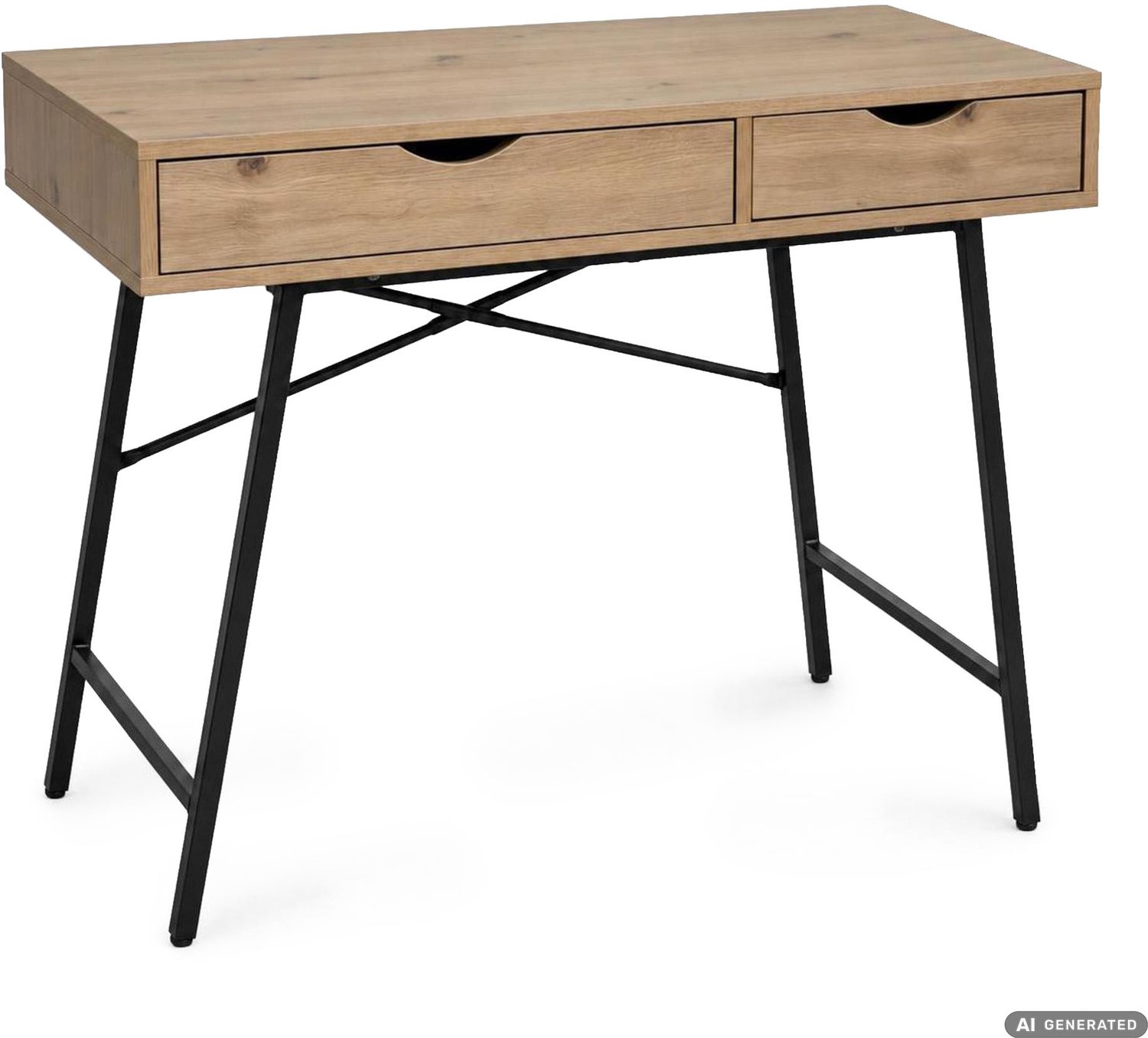 Akord Computerbureau RAX / Artisan eiken / 100 cm / 2 laden, zwarte poten, industriële stijl / 100 x 48 x 80,5 cm Artisan eiken/zwart