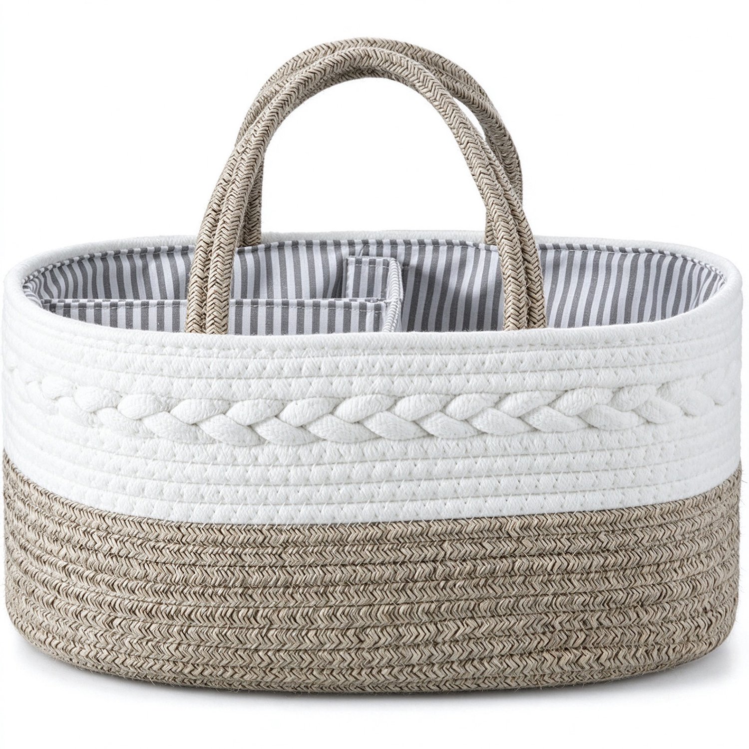 Kraammand - Katoen touw babymand - Met drie vakken - Kraamcadeau voor jongen en meisje - Babyshower cadeau