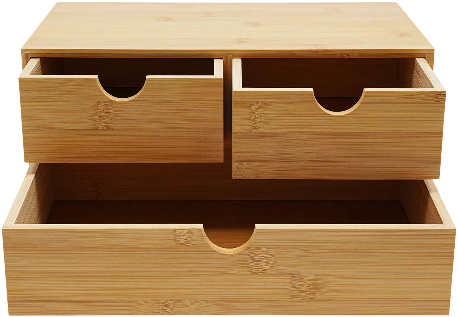 Happiq Bureau Lade Organiser - Voor Kantoor Thuis - Mini Opberglades - Bamboe 2 Boven 1 Onder Hout