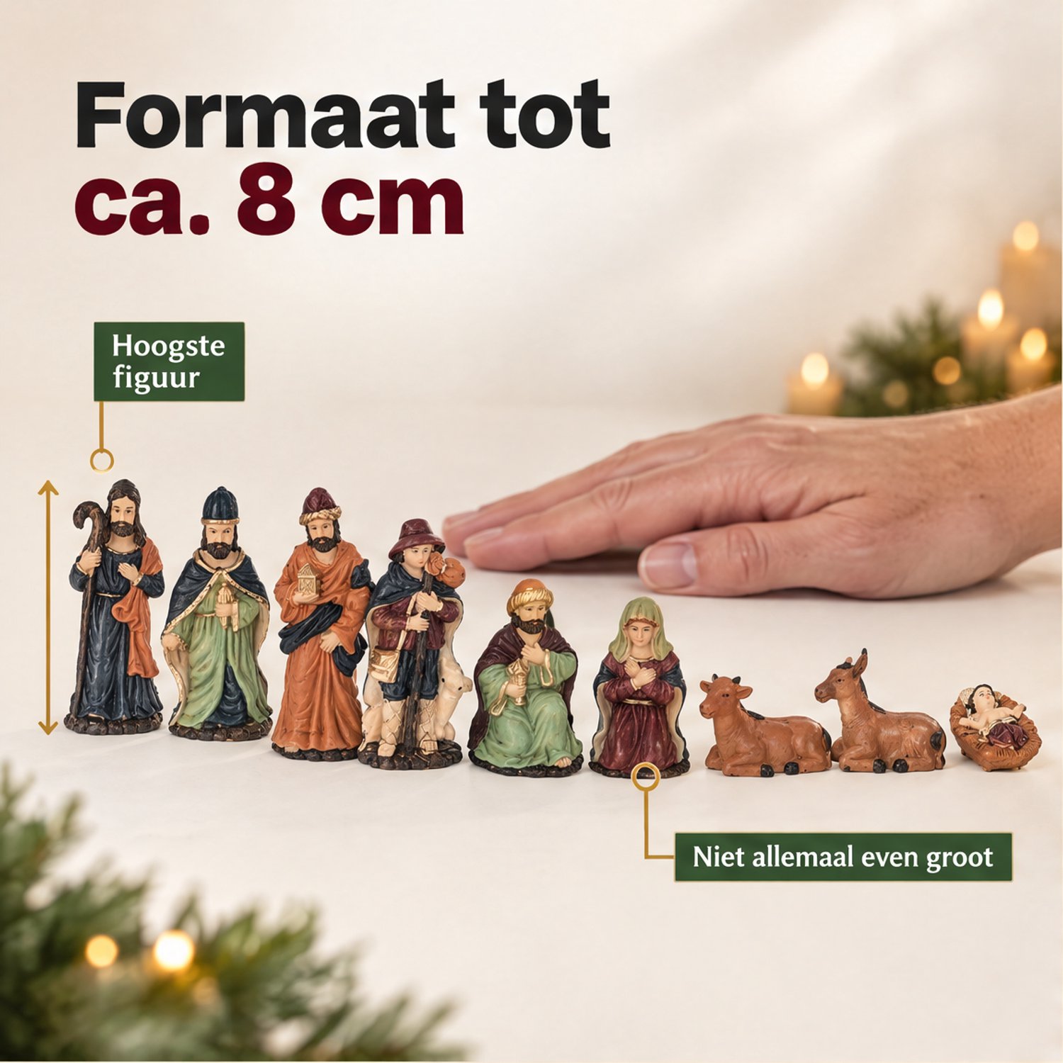 Levano Kerststal Figuren Set van 9 - 8 cm - Kerstversiering - Kerstdecoratie voor Binnen - Kerstfiguren voor Binnen - Kerstbeeldjes - Kerstbeelden - Kerstverhaal - Kerstkribbe - Kerst Figuurtjes – foto 2