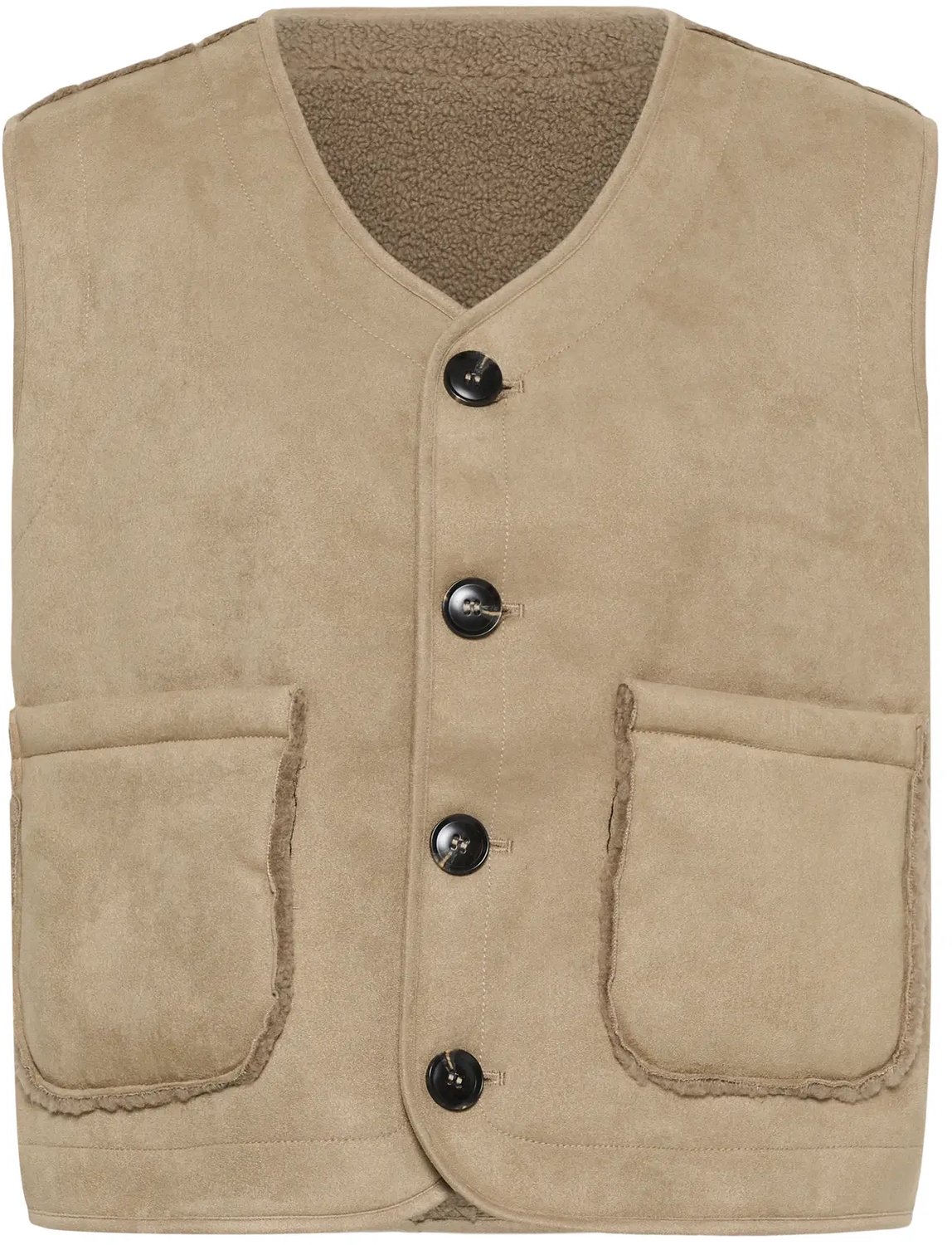 Mouwloos damesjack KAFFE Kalinn Desert Taupe
