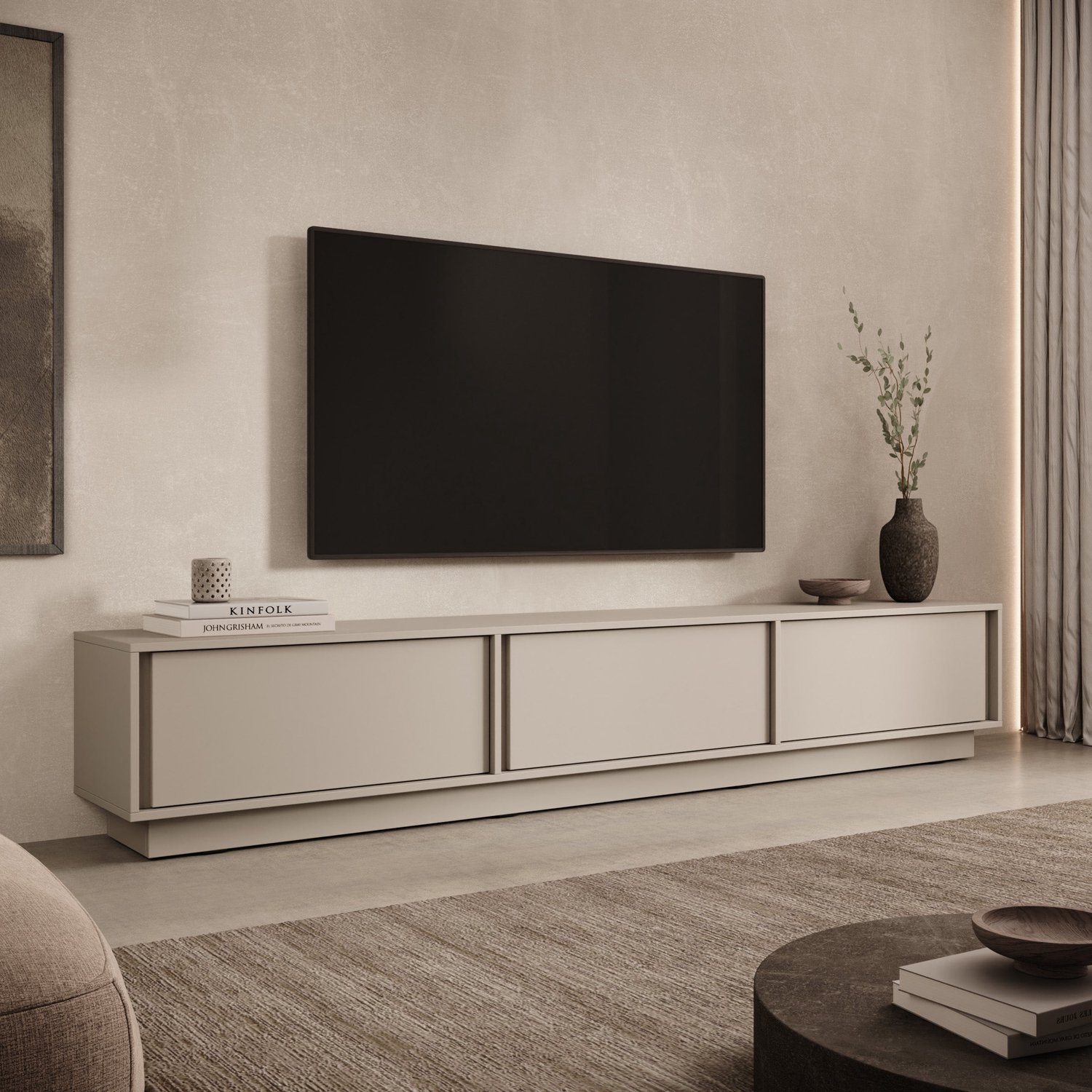 MEUBELLA Uvera - TV-Meubel - Beige - 230x35x41 cm