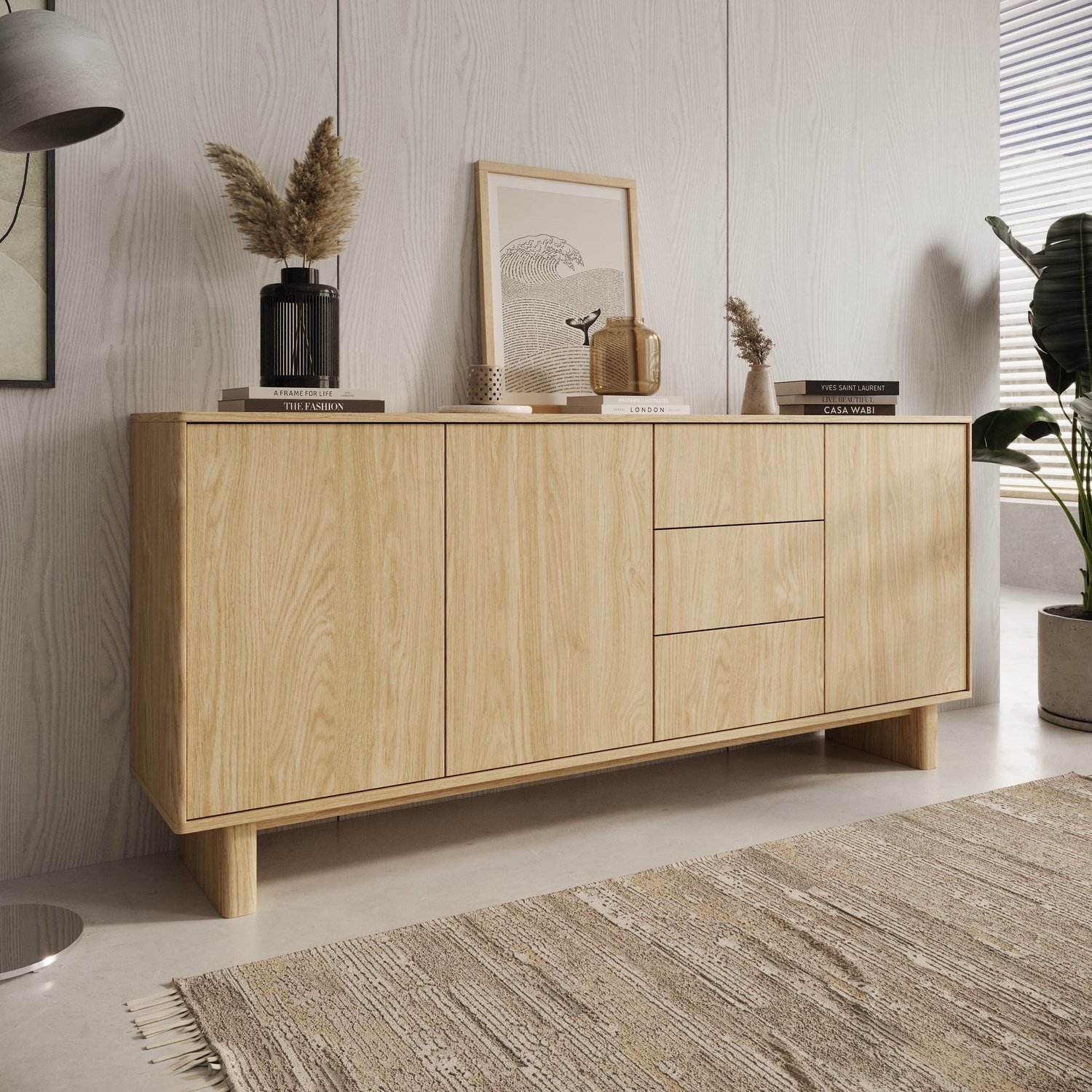MEUBELLA Navello - Dressoir - Licht eikenpatroon - 183x38x83 cm Bruin