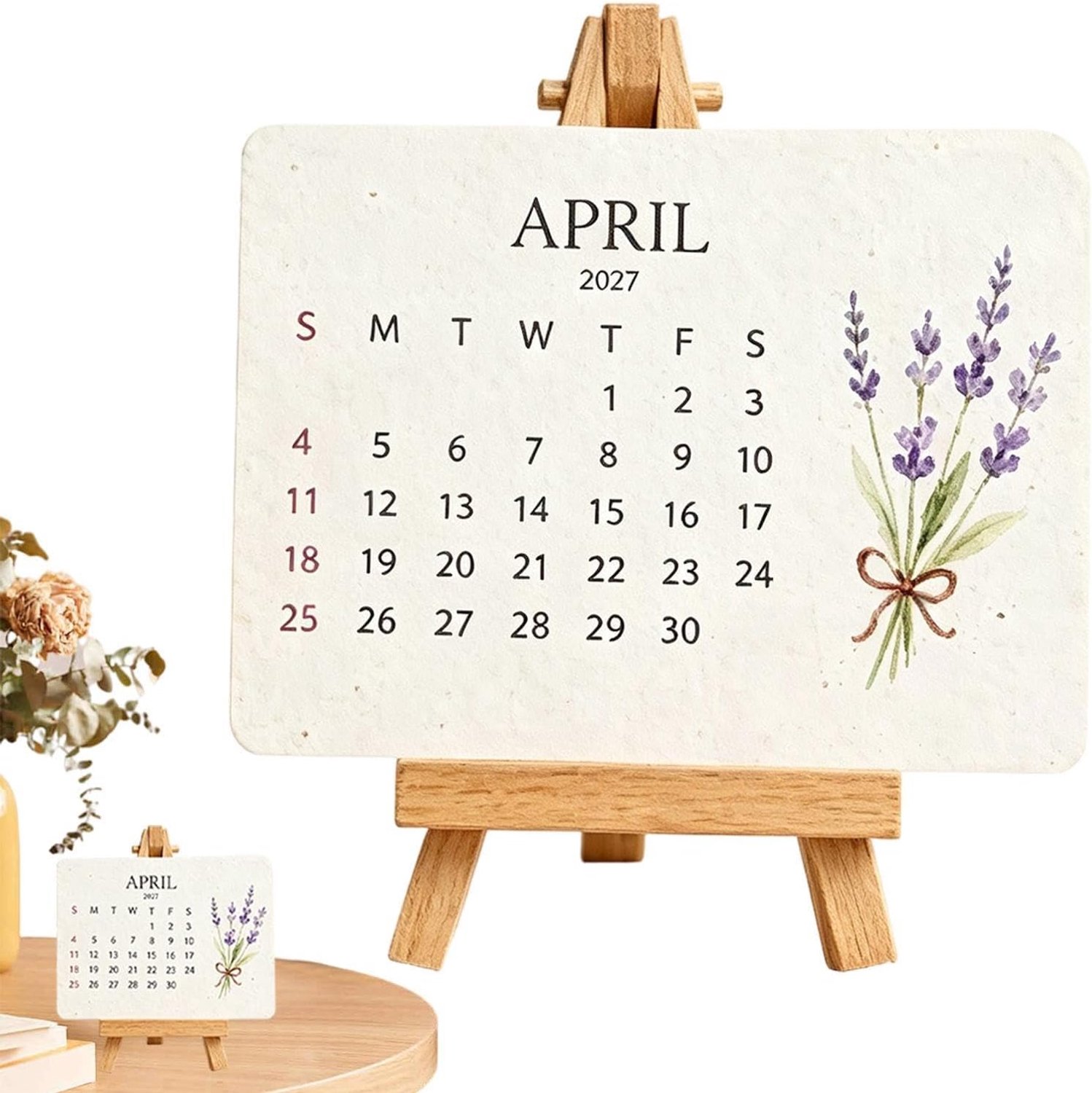 Plantbare Kalender 2027 - Plantkalender Met standaard - Plantable Seed Calendar - Tuinbenodigdheden - Maandkalender om te Planten - kalender - Zaden - Florale Bureaustopper - Leuke cadeaus - Geschikt voor Bureau, Thuis - TENGYIF®