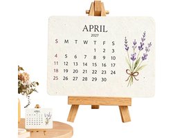 Plantbare Kalender 2027 - Plantkalender Met standaard - Plantable Seed Calendar - Tuinbenodigdheden - Maandkalender om te Planten - kalender - Zaden - Florale Bureaustopper - Leuke cadeaus - Geschikt voor Bureau, Thuis - TENGYIF®