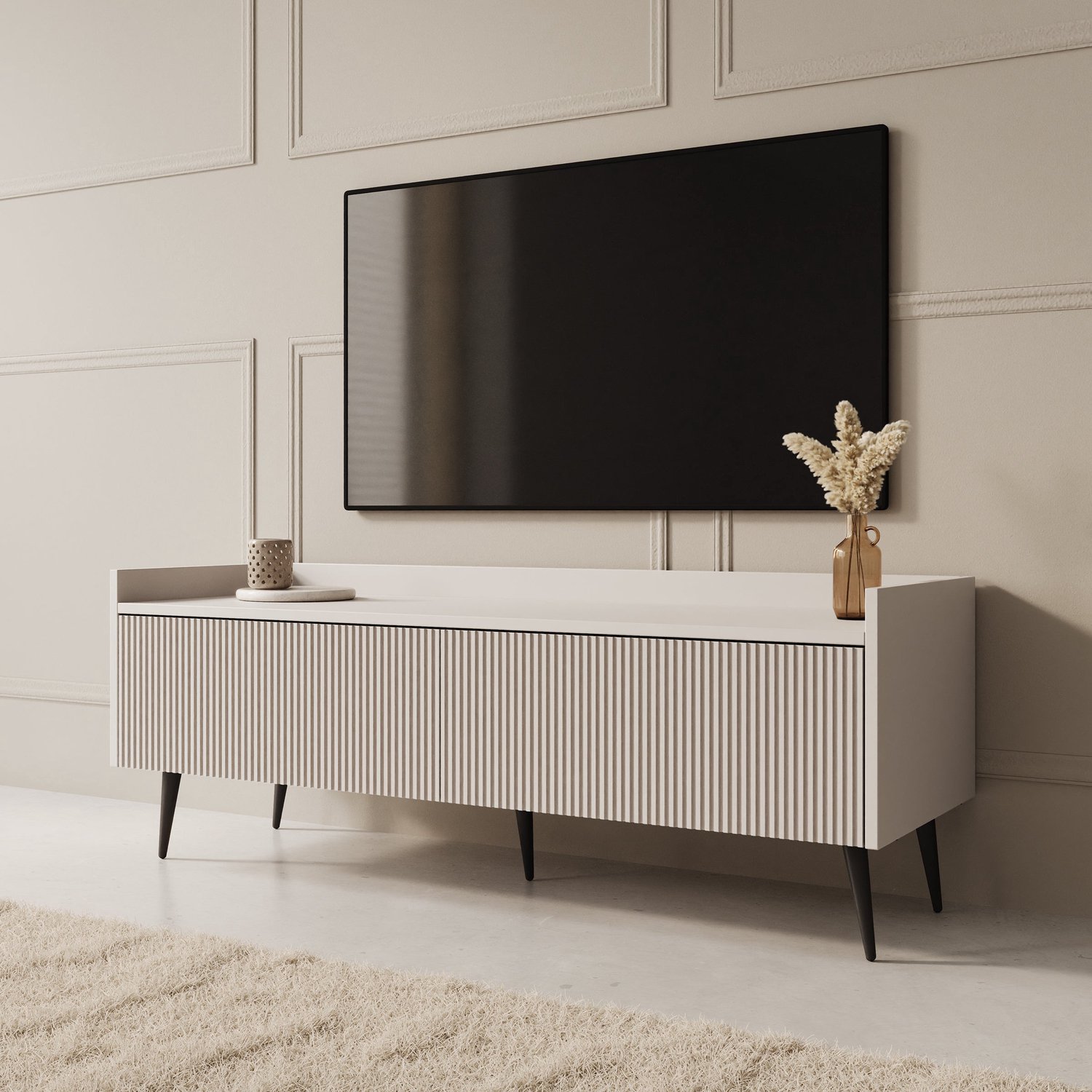 MEUBELLA Asty - TV-Meubel - Beige - 121 cm