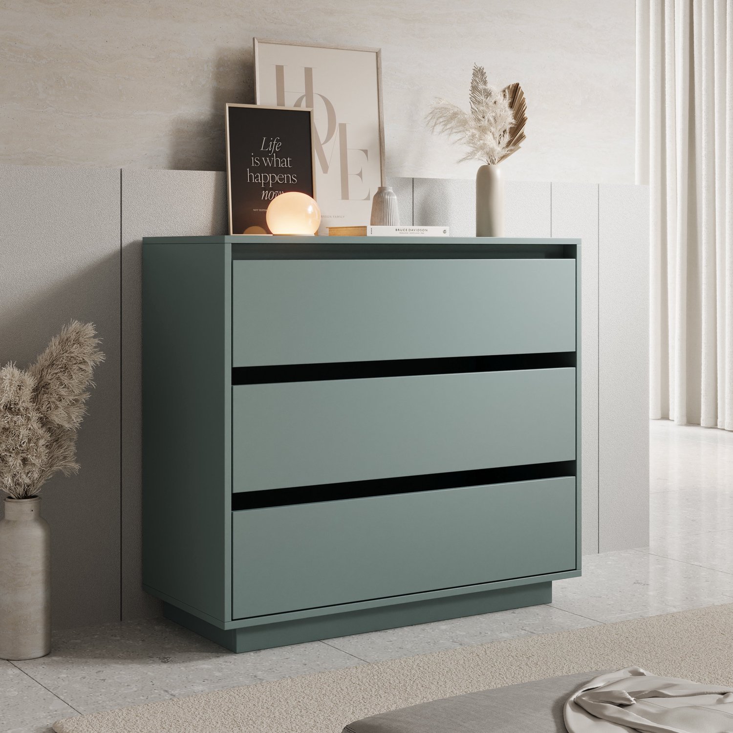 MEUBELLA Tivaro - Ladekast - Groen - 94x41x87 cm