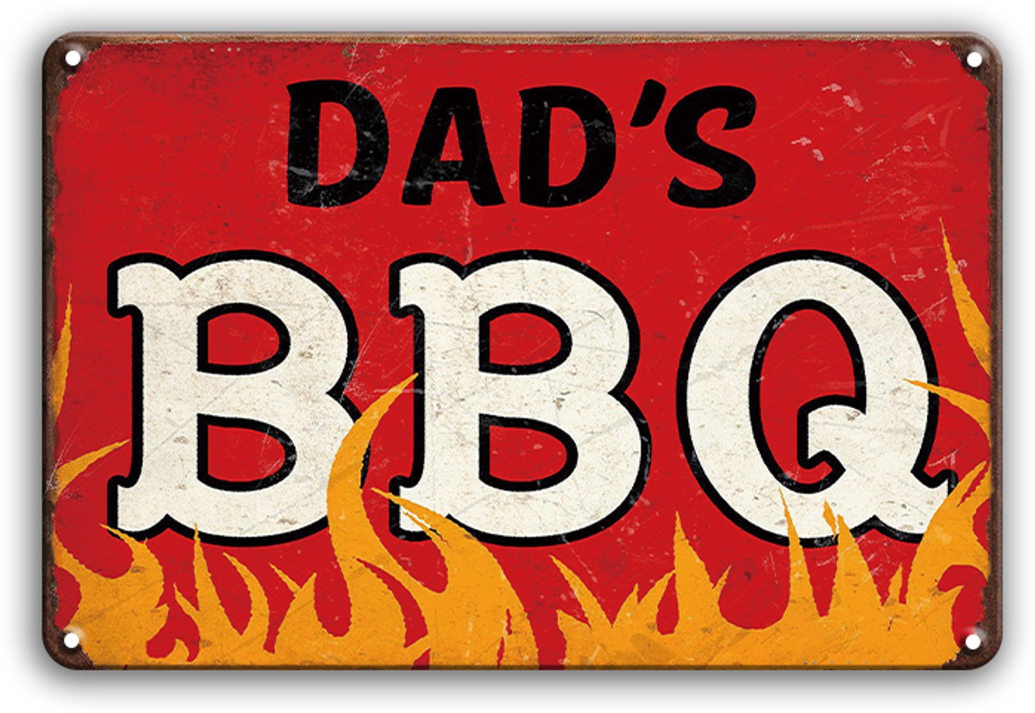 Dad's BBQ Metalen Wandbord 20x30cm – Vintage Retro Reclamebord – Barbecue Decoratie – Mancave Tuin Buitenkeuken