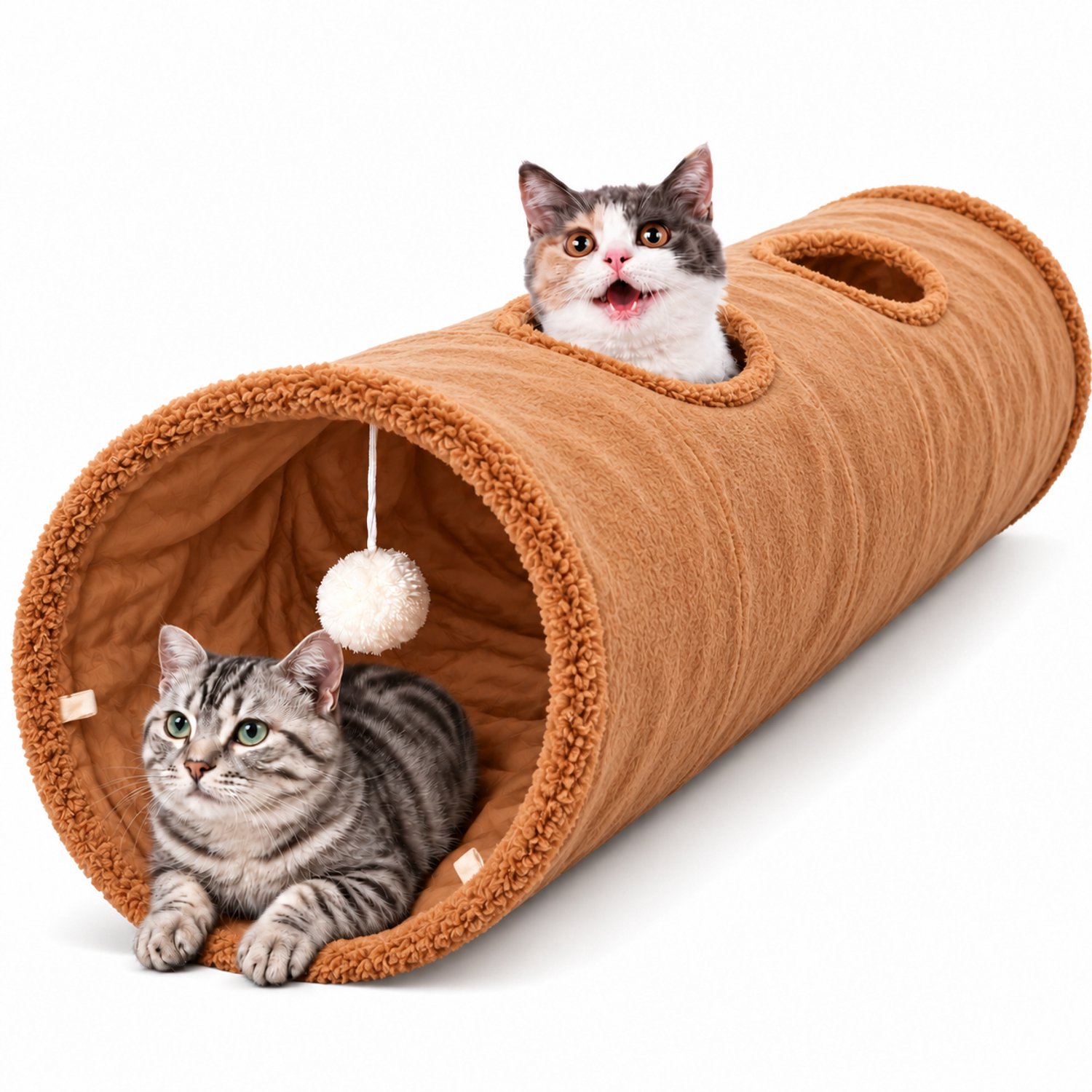 Tolvia Kattentunnel - Opvouwbare Speeltunnel voor Katten - Kattenspeelgoed voor Binnen - Speeltunnel voor Katten & Kittens - Bruin