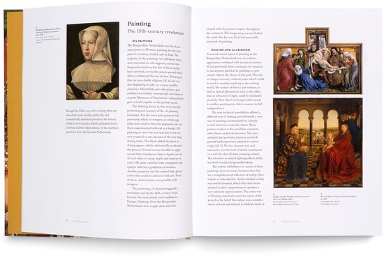 Pagina 10-11 over de 15e-eeuwse schilderkunst met portretten en religieuze kunstwerken.