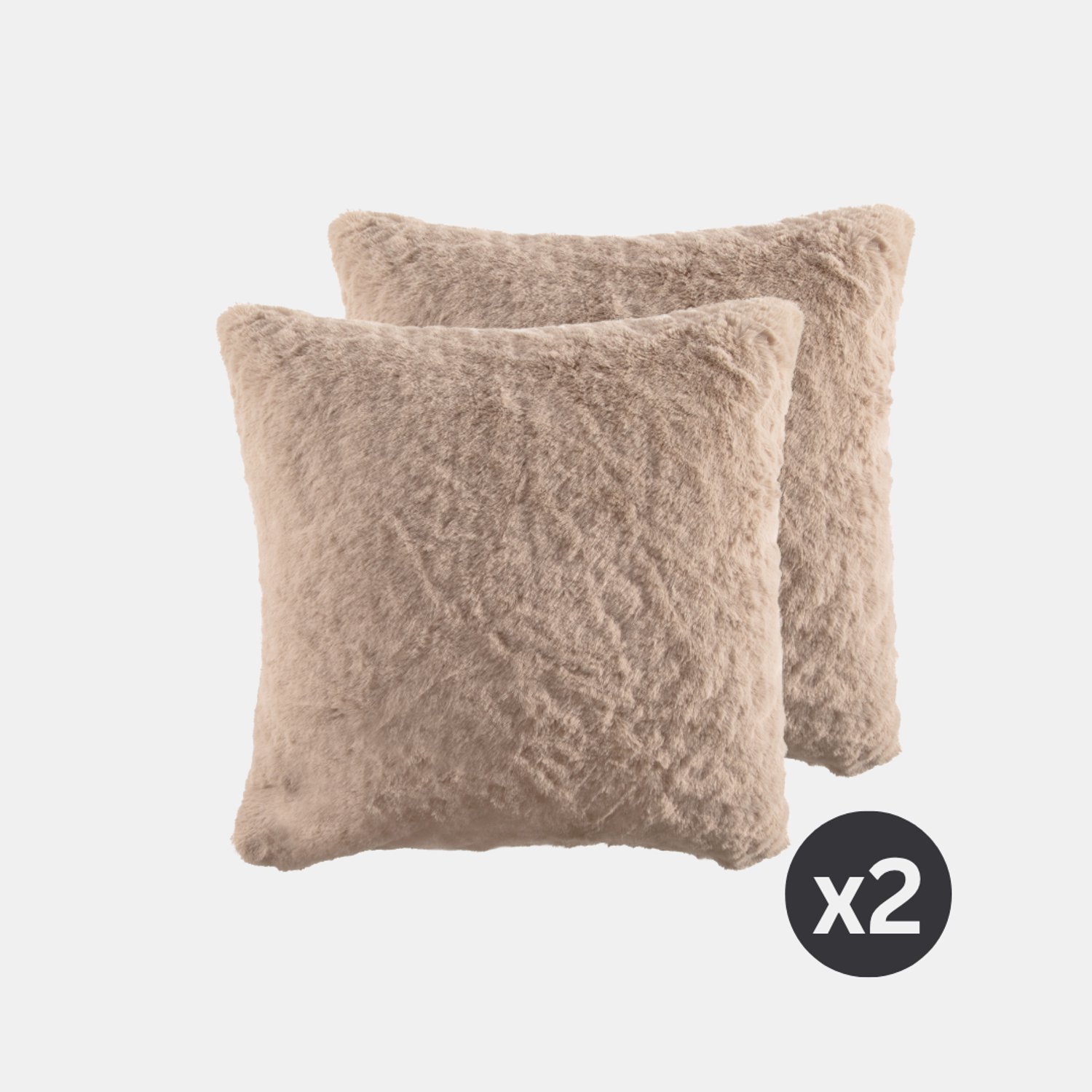 Tiseco Kussen (gevuld) RUBY - zacht imitatie konijnenbont - 45x45 cm, Taupe