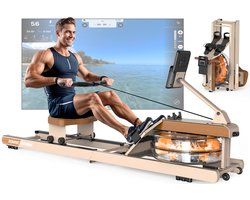 MettleMatic Roeimachine Inklapbaar Waterweerstand Roeiapparaat - Roeitrainer met Bluetooth – 180° Opklapbaar Zonder Water Af te Tappen – 160kg Draagvermogen – 98% Vormontiert