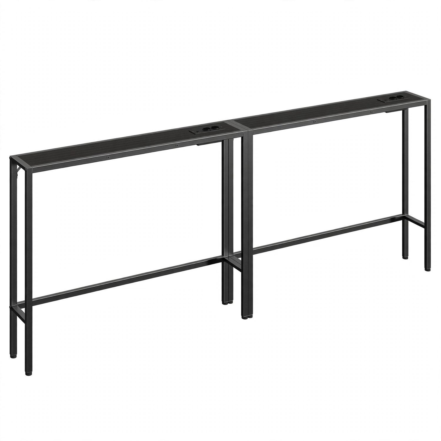 J.T.R Consoletafel Set van 2 - 100 cm per tafel - Haltafel met Stopcontact & USB-Poorten - Entreetafel / Sidetable voor Hal & Woonkamer - Zwart.