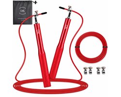 DK.® Professioneel Sport Springtouw - Speedrope - Jump Rope - voor Volwassenen en Kinderen - Crosstraining HIIT en Krachttraining - Rood