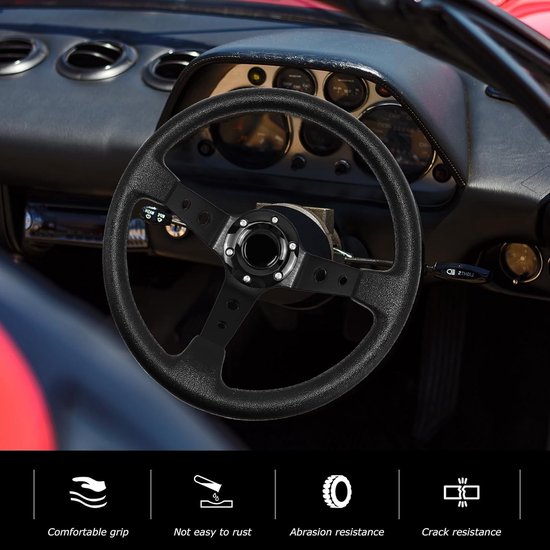 Racestuurwiel - Zwart - 34,5 cm - Bekleed met Vinylleer - Voor Autosimulator en Motorsport — afbeelding 4