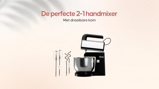 Handmixer Mixer met Mengkom 2-in-1 Keukenmixer met Kom