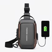 Schoudertas - Mannen - Vrouwen - Mode - Waterdichte Usb - Crossbody Bag - Anti-Diefstal - Reizen - Messenger - Sling - Mode - Design - Borst tas - Linker en rechter schouder - Zwart/Bruin