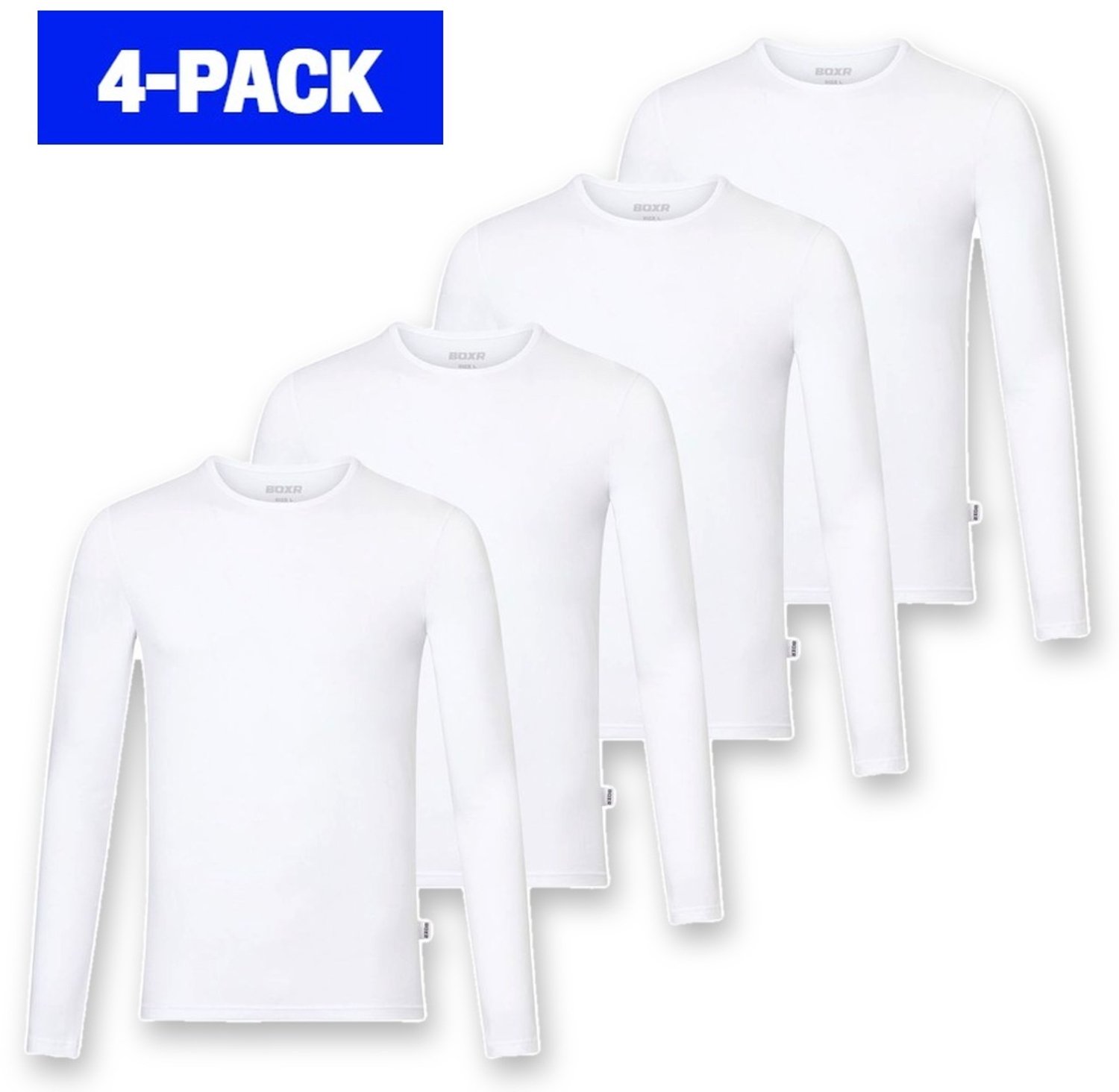 BOXR Underwear - Bamboe Longsleeve T-Shirt Heren - Ronde hals - Wit - S - Zijdezacht - Thermo Control - Lange Mouwen Ondershirt Heren - 4-Pack