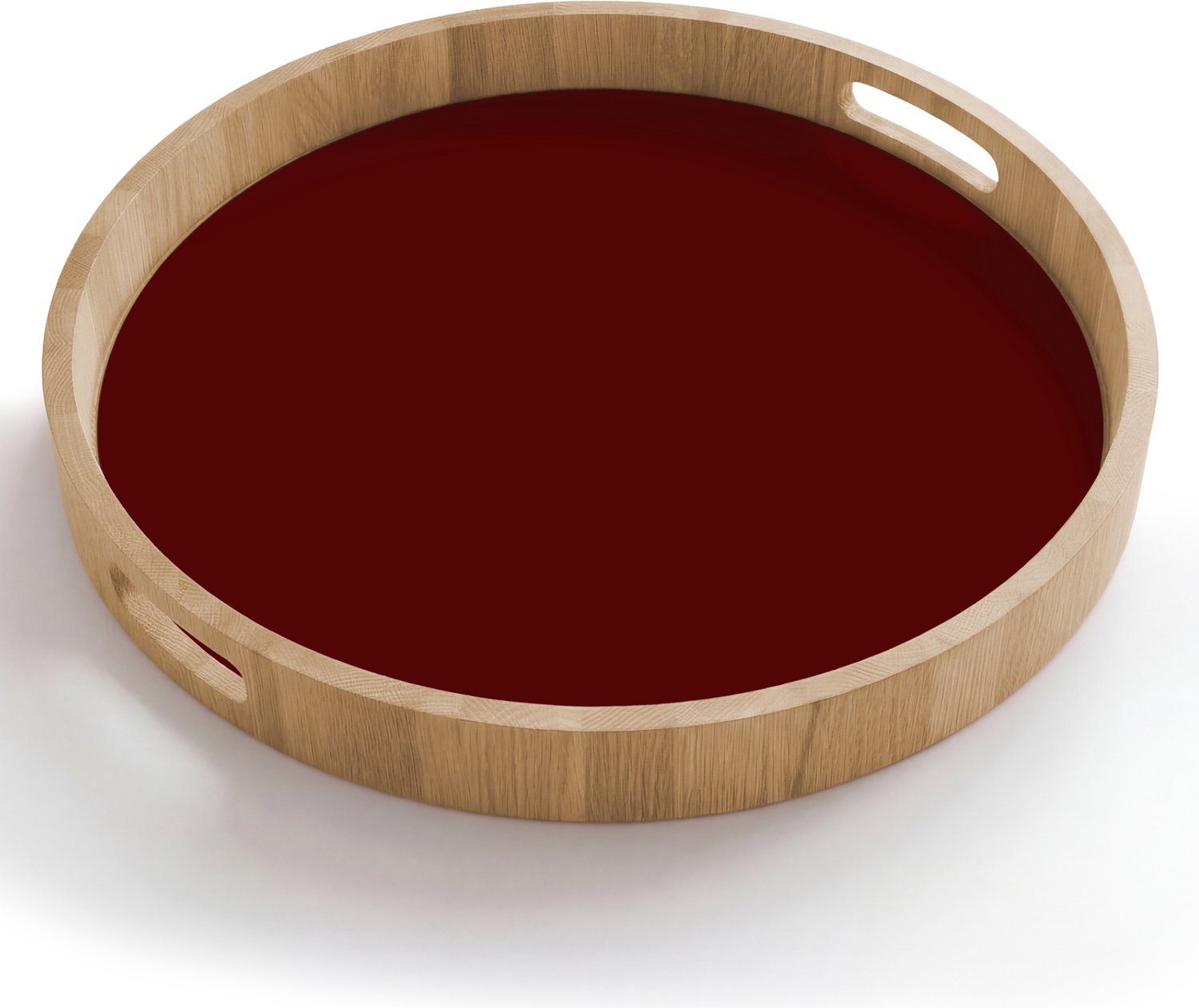Dienblad rond 50x50 cm - Schootdienblad hout - Burnt - Mahogany - Rood - Borrelplank rechthoek - Plateau houten dienbladen