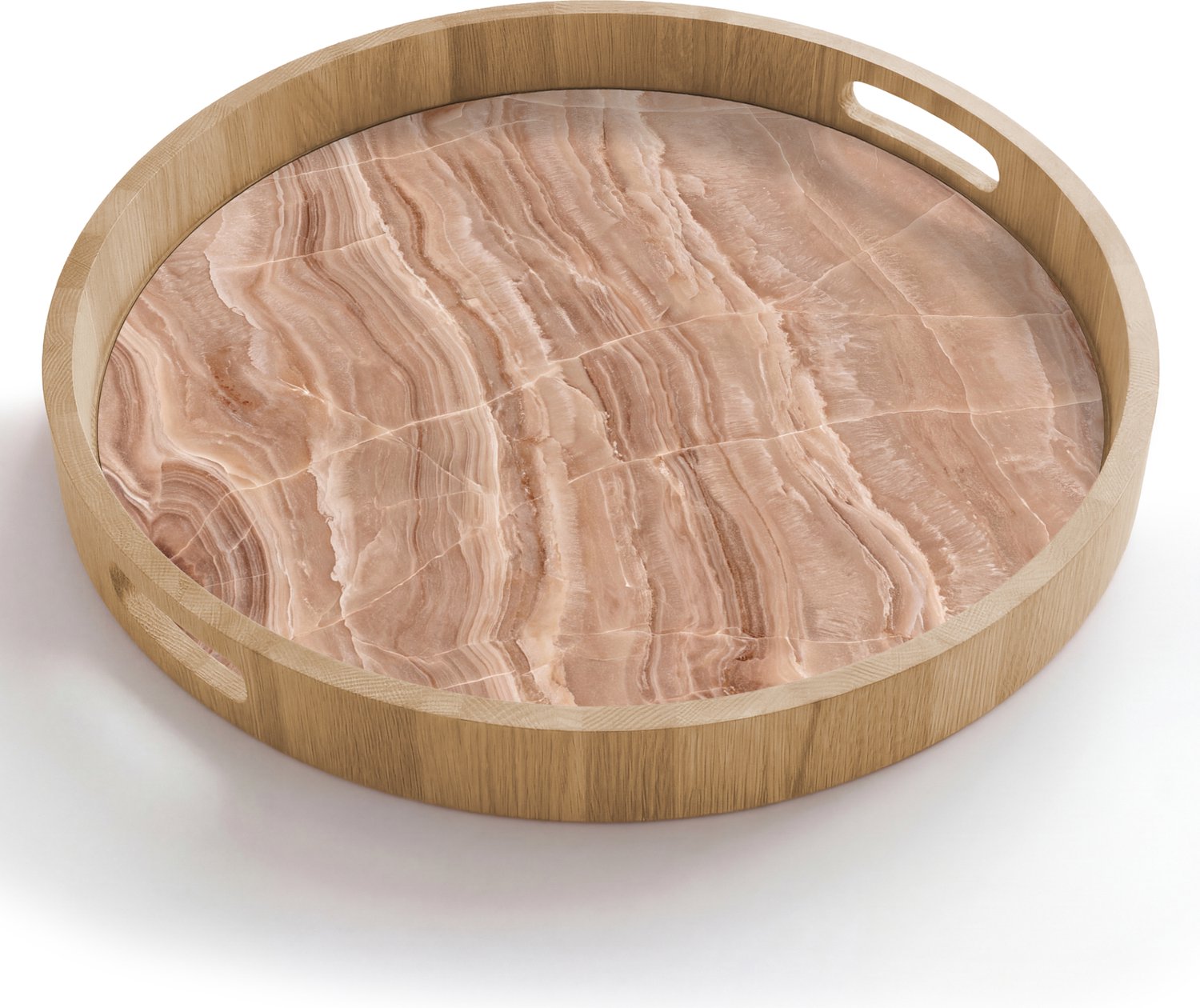 Dienblad rond 50x50 cm - Schootdienblad hout - Textuur - Golvend - Abstract - Warm - Bruin - Borrelplank rechthoek - Plateau houten dienbladen