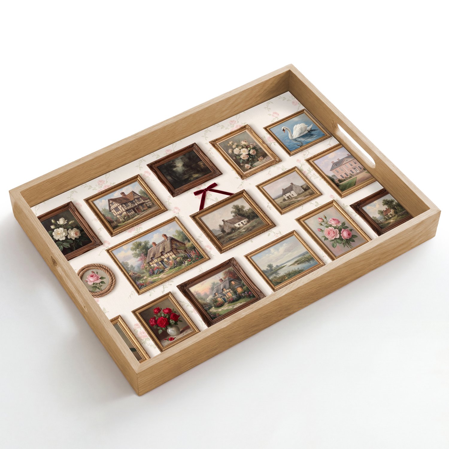 Dienblad hout 50x35 cm - Schootdienblad - Dier - Kat - Portret - Klassiek - Borrelplank rechthoek - Plateau dienbladen