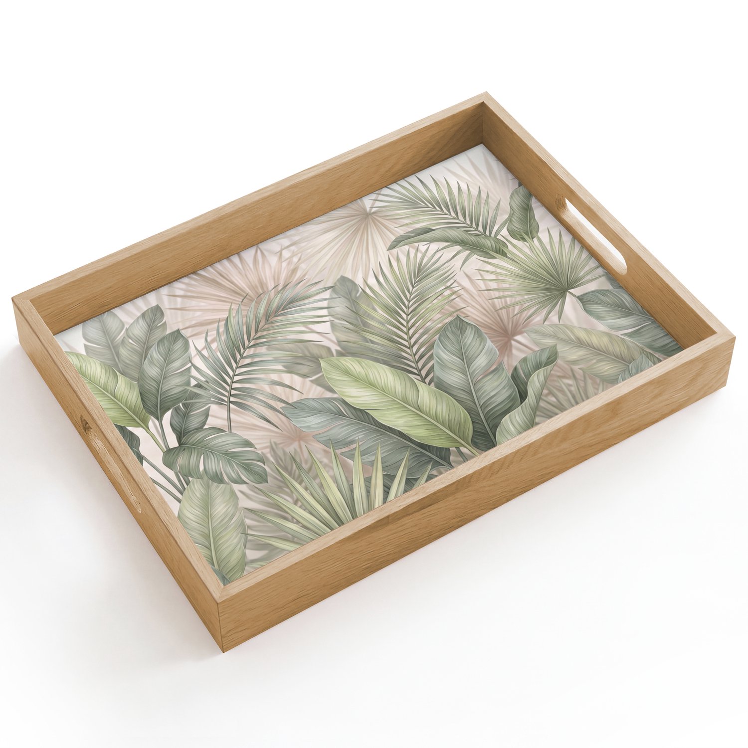 Dienblad hout 40x30 cm - Schootdienblad - Planten - Tropisch - Bladeren - Groen - Natuur - Borrelplank rechthoek - Plateau dienbladen