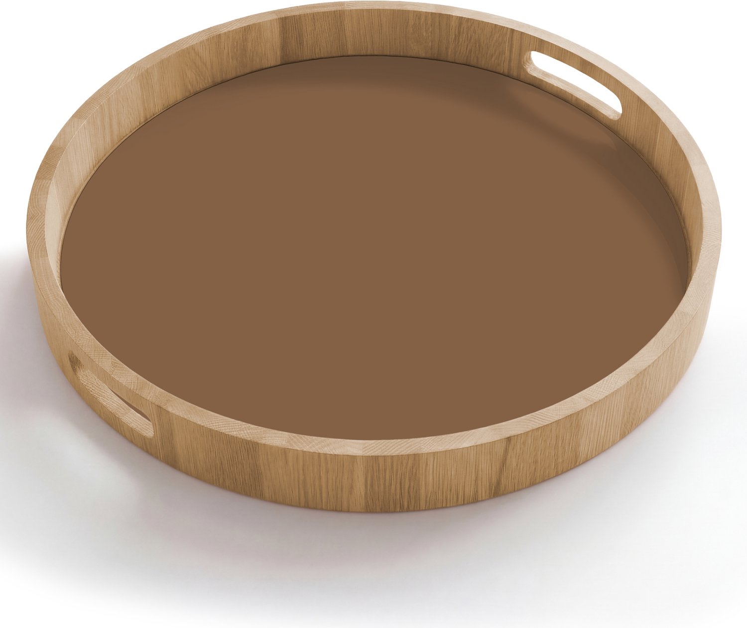 Dienblad rond 50x50 cm - Schootdienblad hout - Soft - Walnut - Bruin - Borrelplank rechthoek - Plateau houten dienbladen
