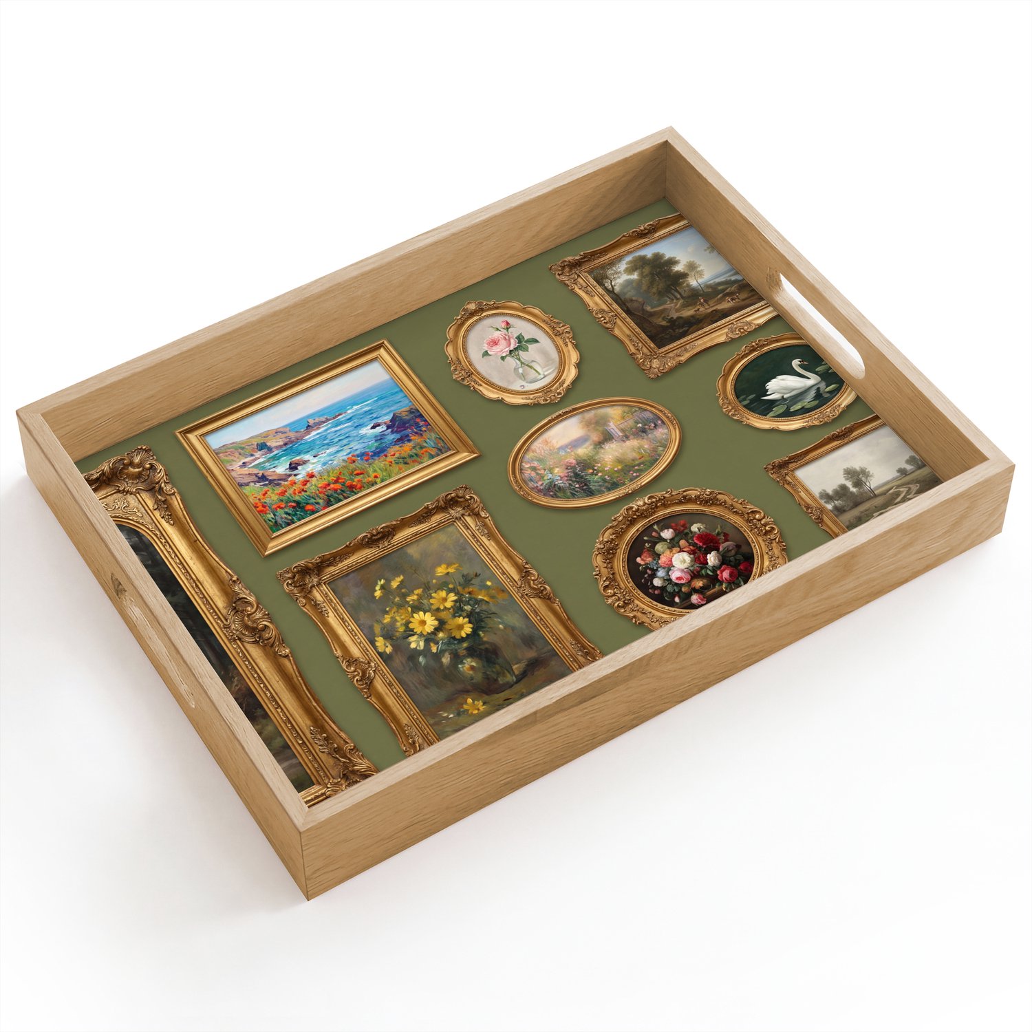 Dienblad hout 40x30 cm - Schootdienblad - Hert - Bos - Natuur - Klassiek - Dieren - Borrelplank rechthoek - Plateau dienbladen