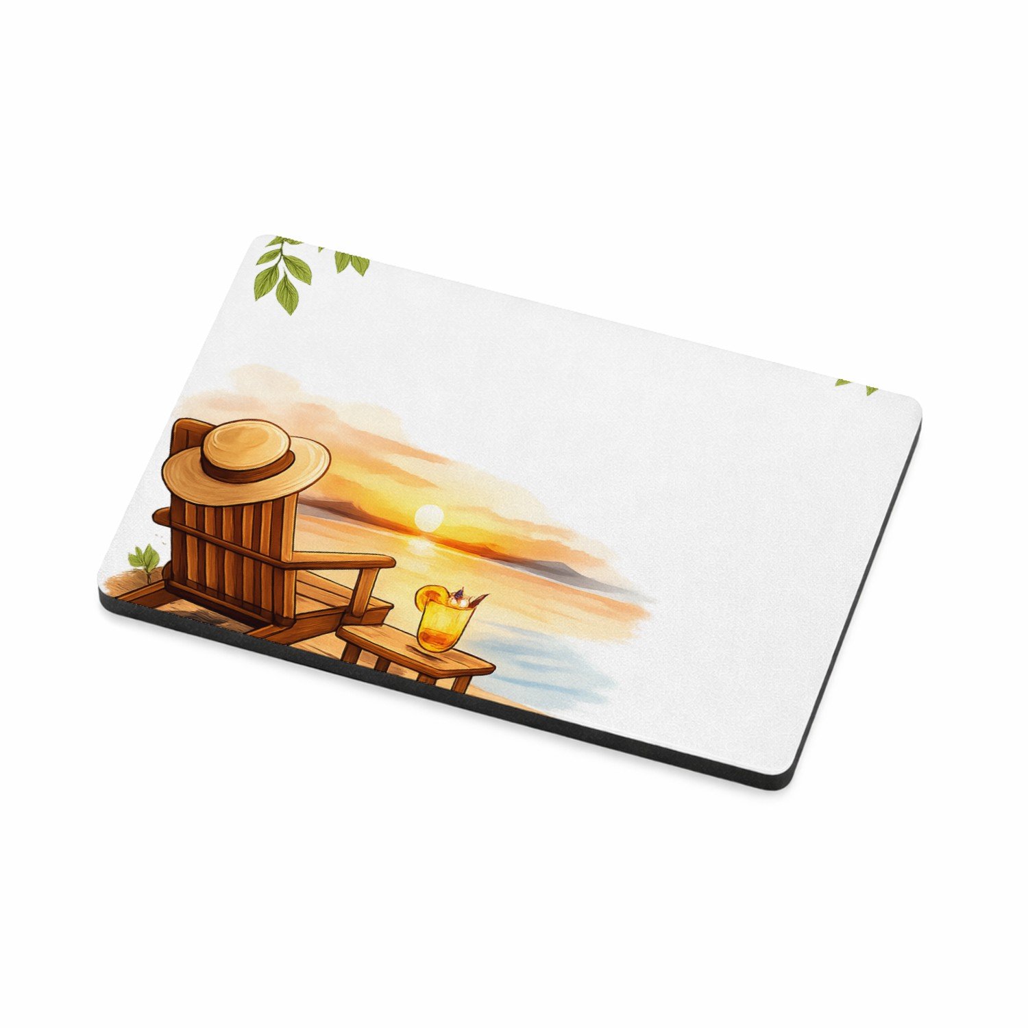 Mr Cadeautjes MDF magnetische fotolijst 7,5 x 5 - design Een vrolijke vrije-tijdsscène in een ligstoel op het strand | cadeau Wit