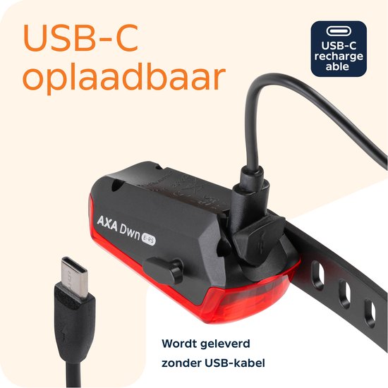 AXA Dwn Rear USB achterlicht met remlichtfunctie – Noodremlichtfunctie – meer dan 40 candela – USB oplaadbaar — afbeelding 5
