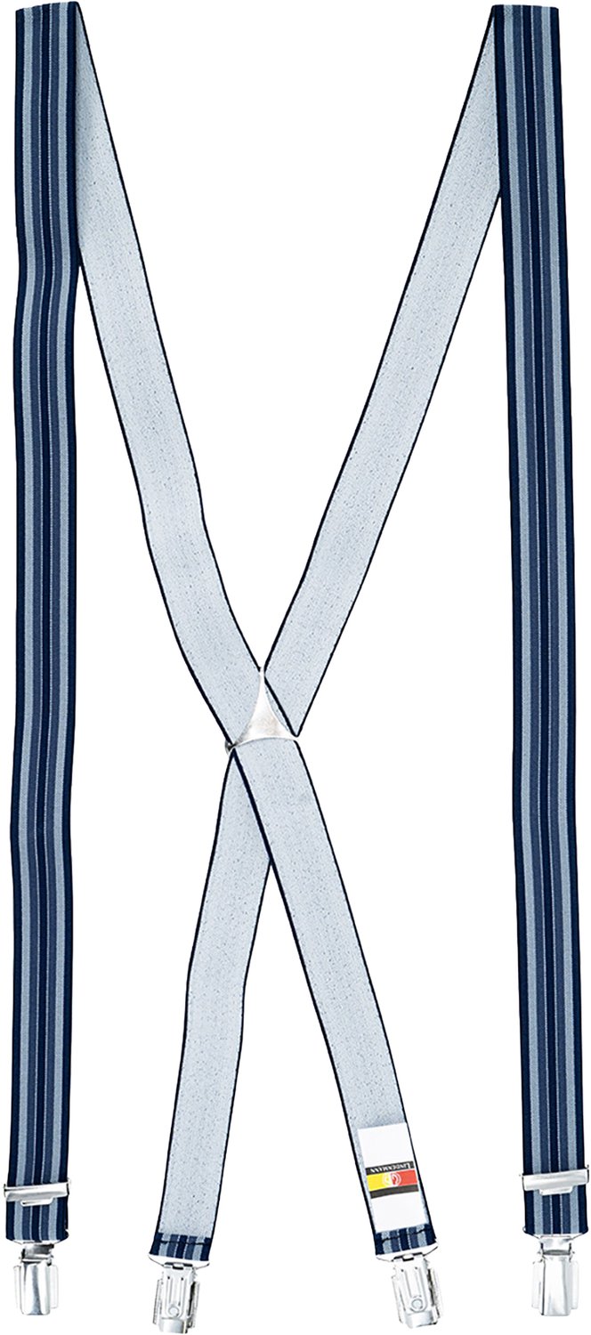 LINDENMANN heren bretels X-vorm - blauw gestreept