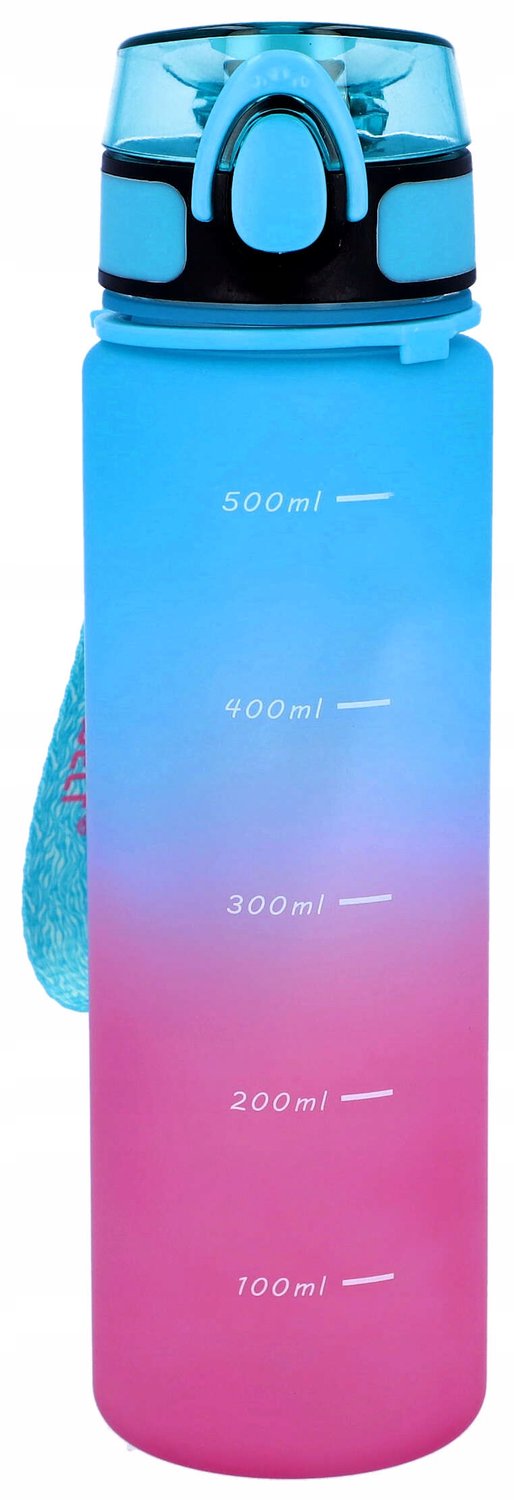 Ideenwelt Sportfles Motivatie met Maatstreep - Turkquoise/Roze 600ml