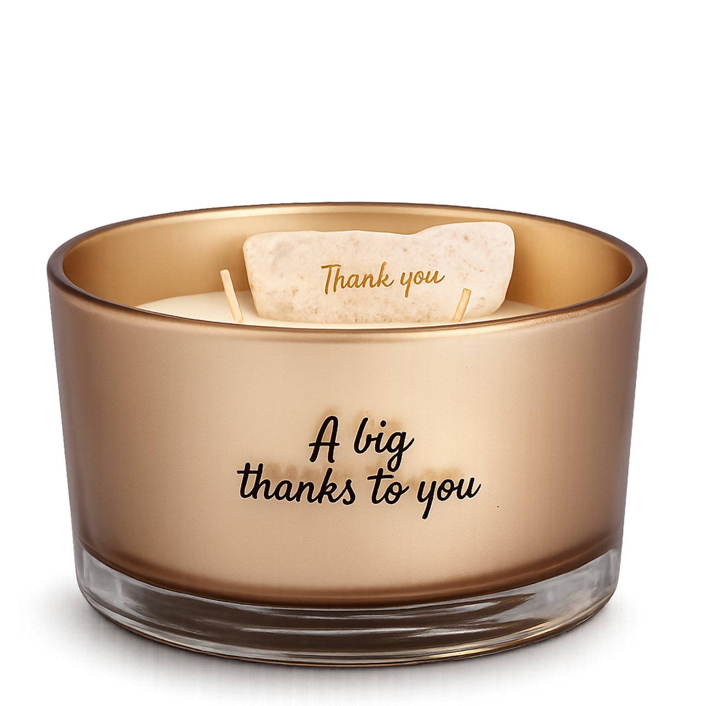 MY FLAME - Sojakaars met natuursteentje - A BIG THANKS TO YOU - Geur: Silky Tonka - Branduren: 50u - Kleur: Goud