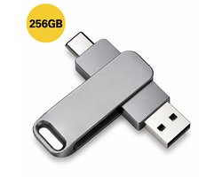 USB Stick 256 GB -Stick-USB C en USB A-USB 3.0 -Geschikt voor alle Laptops / Smartphones / Tablets - Plug & Play- USB-C Stick-Universeel