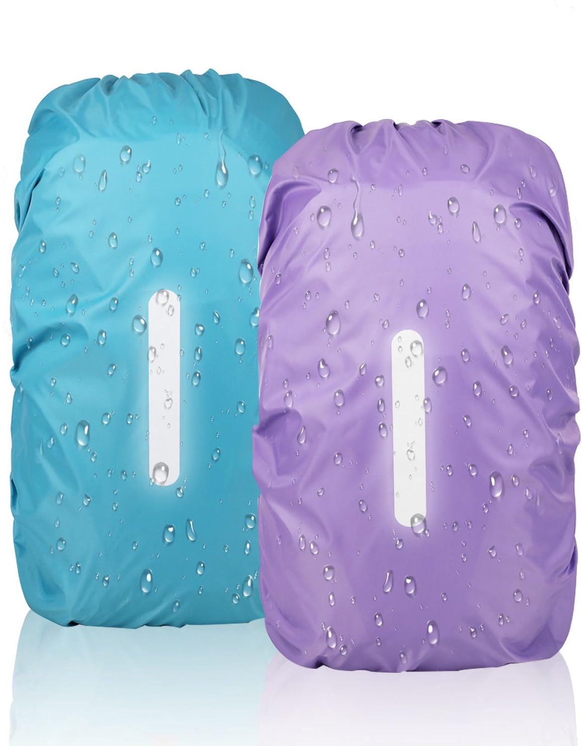 Famanu - Waterdichte rugzak met reflecterende strepen - Bescherming tegen regen - 2 stuks zwart polyester