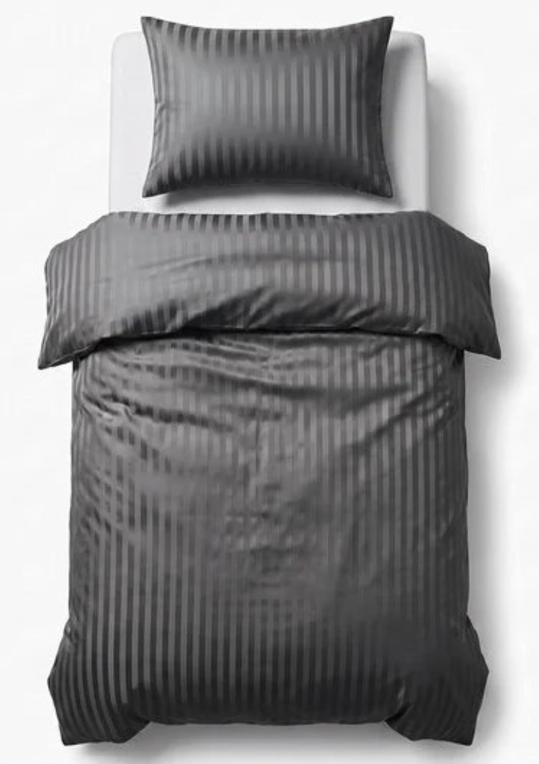 Sleeptime 1-persoons dekbedovertrek (dekbed hoes) antraciet grijs / donkergrijs gestreept met fijne smalle strepen / banen 140 x 220 cm (rustig beddengoed slaapkamer!)