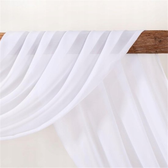 Merkloze Witte Gordijnstof met Ruches - 130x550 cm - Decoratie