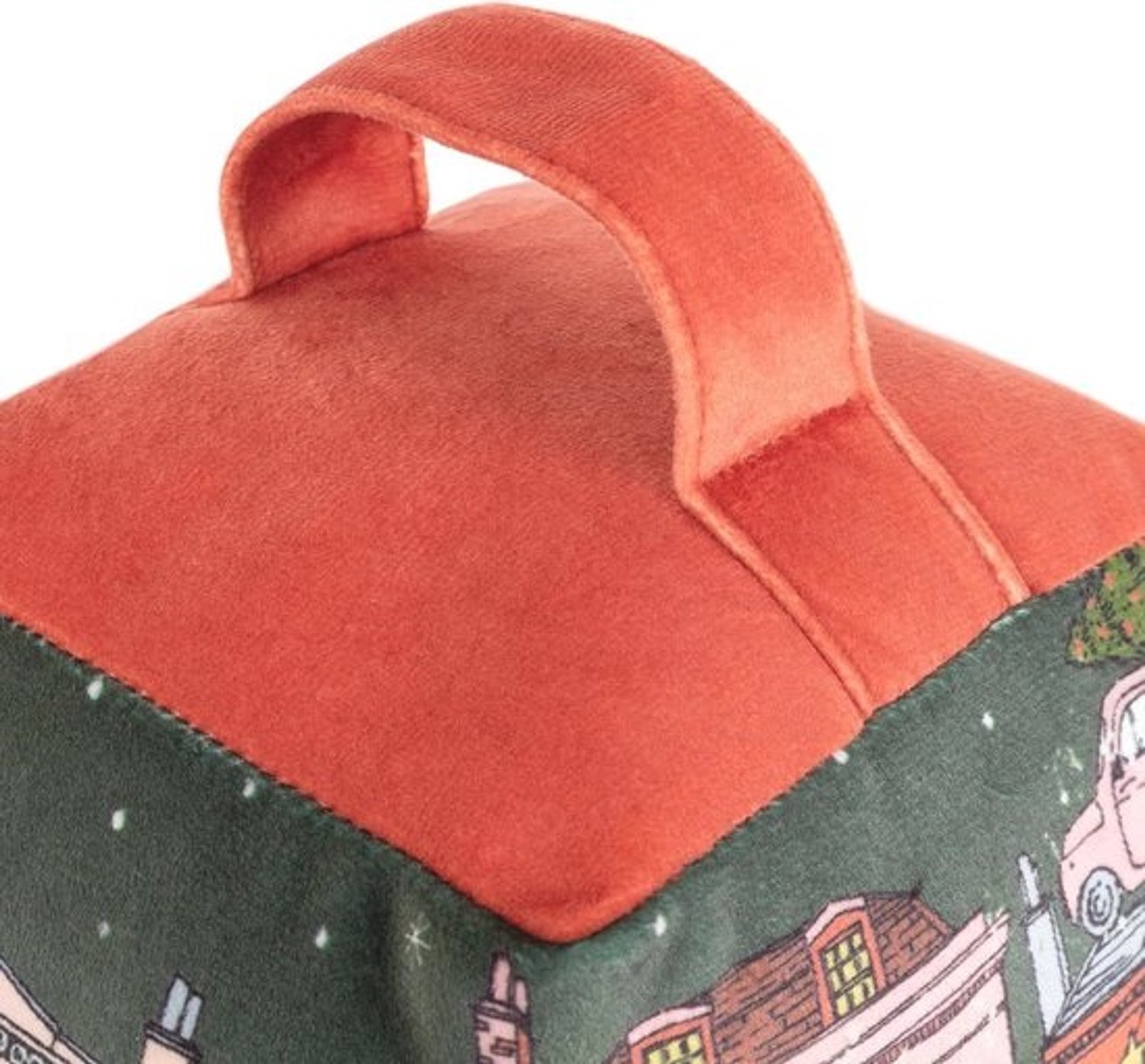 Kerstdeurstop met sneeuwdecoraties
