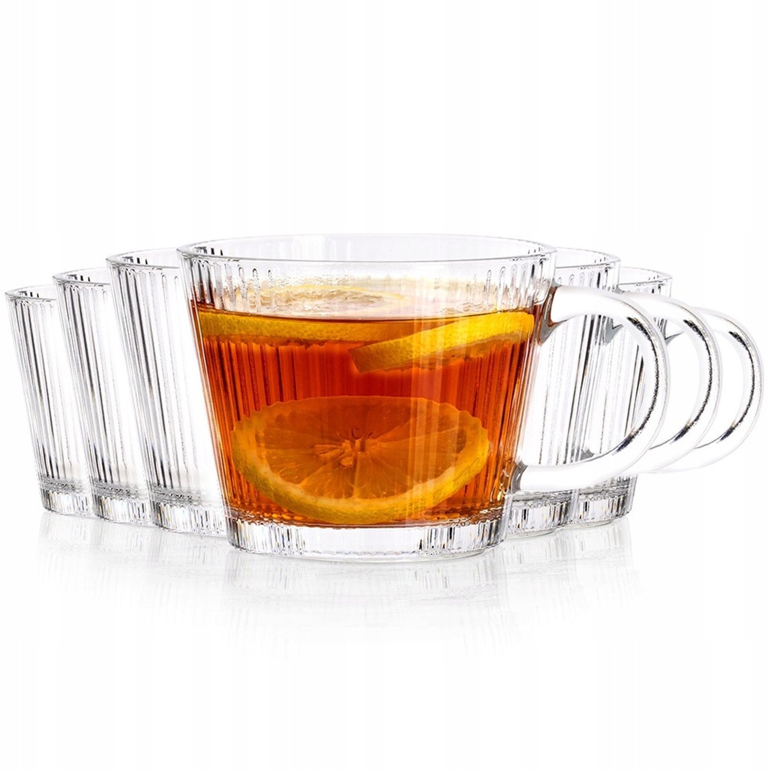 6x Geribbelde Glazen voor Koffie & Thee, 370ml