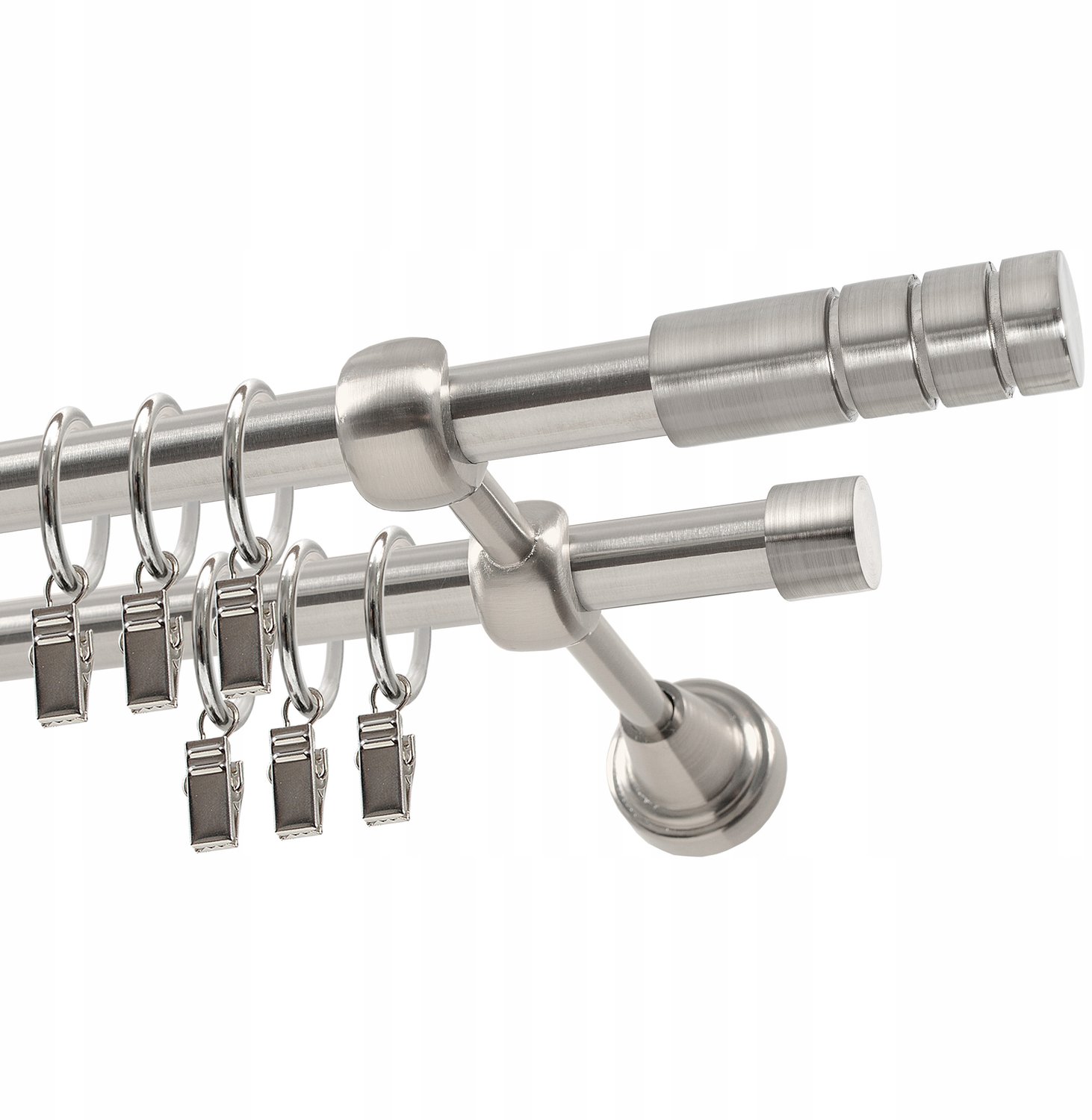 Dubbele metalen gordijnroede 19mm, 360cm, met stille ringen