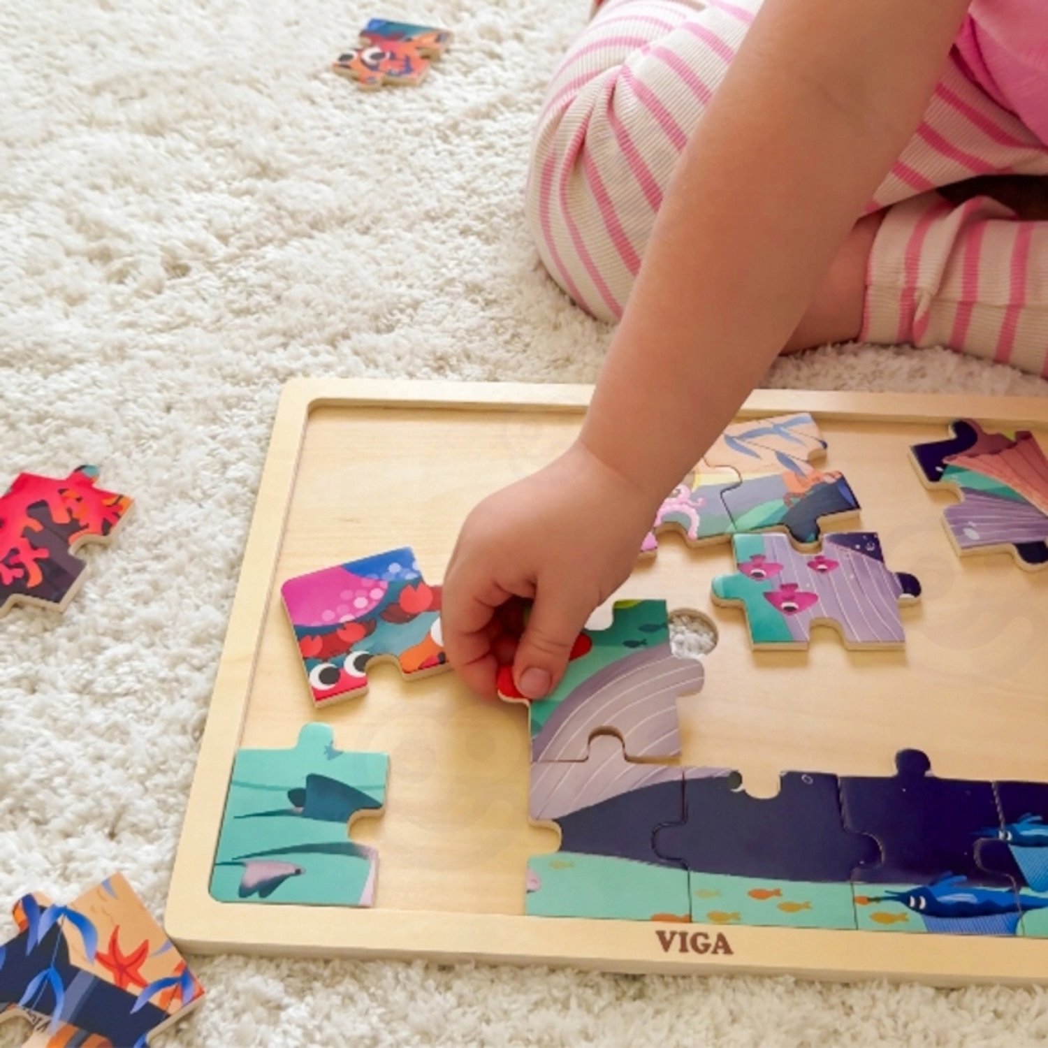Houten Puzzel Zeewereld met 24 Stukjes voor Kinderen