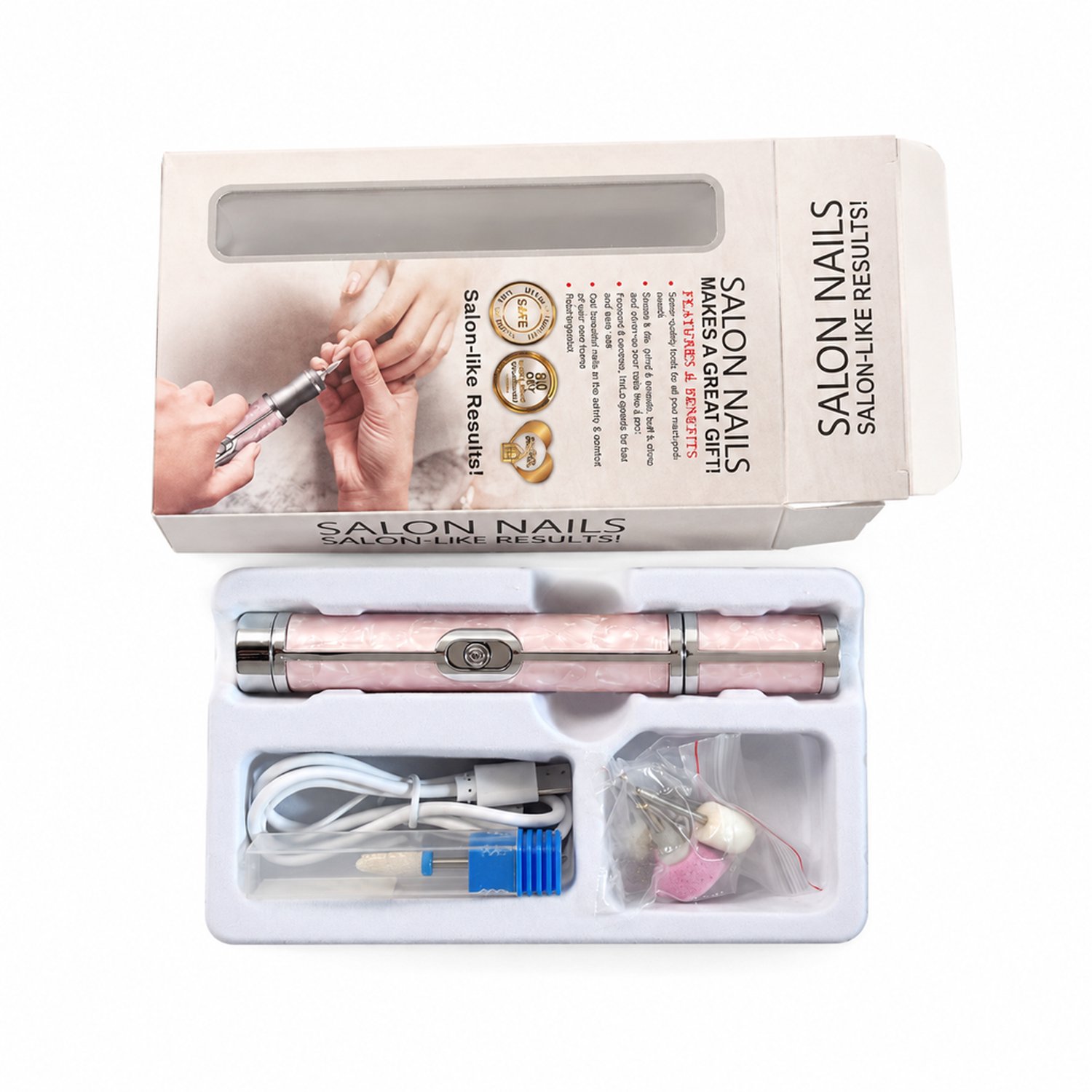 Elektrische nagelknipper - voor dagelijkse nagelverzorging thuis - starlit roze uitvoering met keramische maïskop