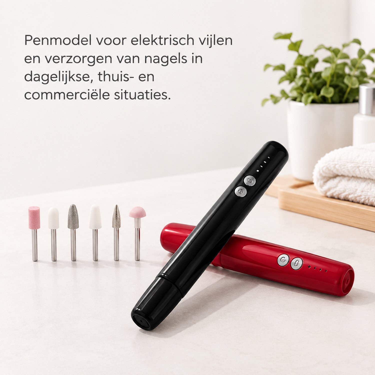 elektrische nageltrimmer - penvormig - USB Type-C oplaadbaar - voor dagelijks, thuis- en commercieel gebruik - met 6 slijpkoppen